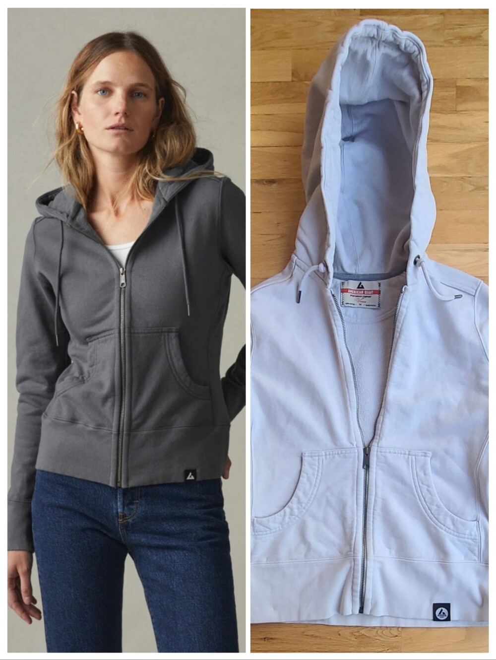 American Giant Classic Full Zip Hoodie Made in USA Cream Medium Travel USA